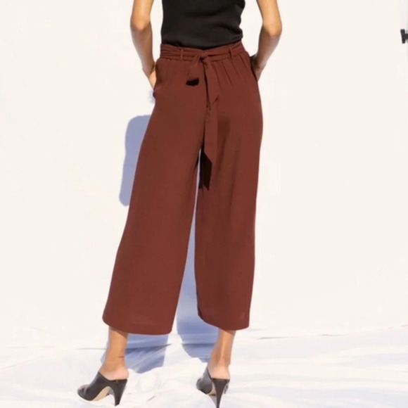 Aritzia Wilfred Faun Wide-Leg Pants Dark Mauve Purple  Size Medium - Picture 2 of 7